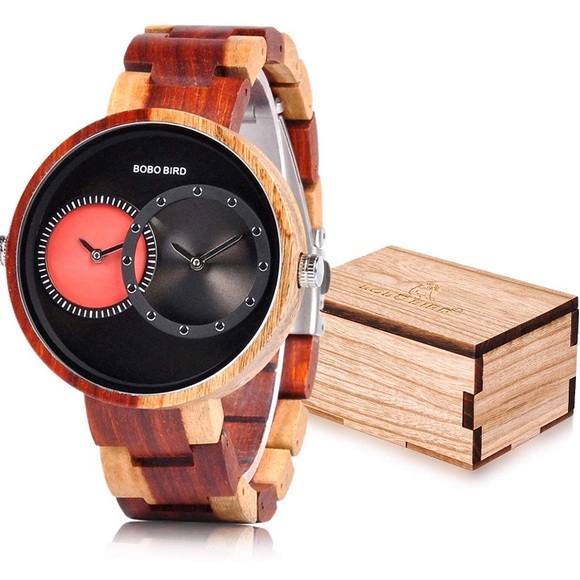 RED WOODEN UNISEX MEN WOMAN CASUAL WORK WATCH *NWT